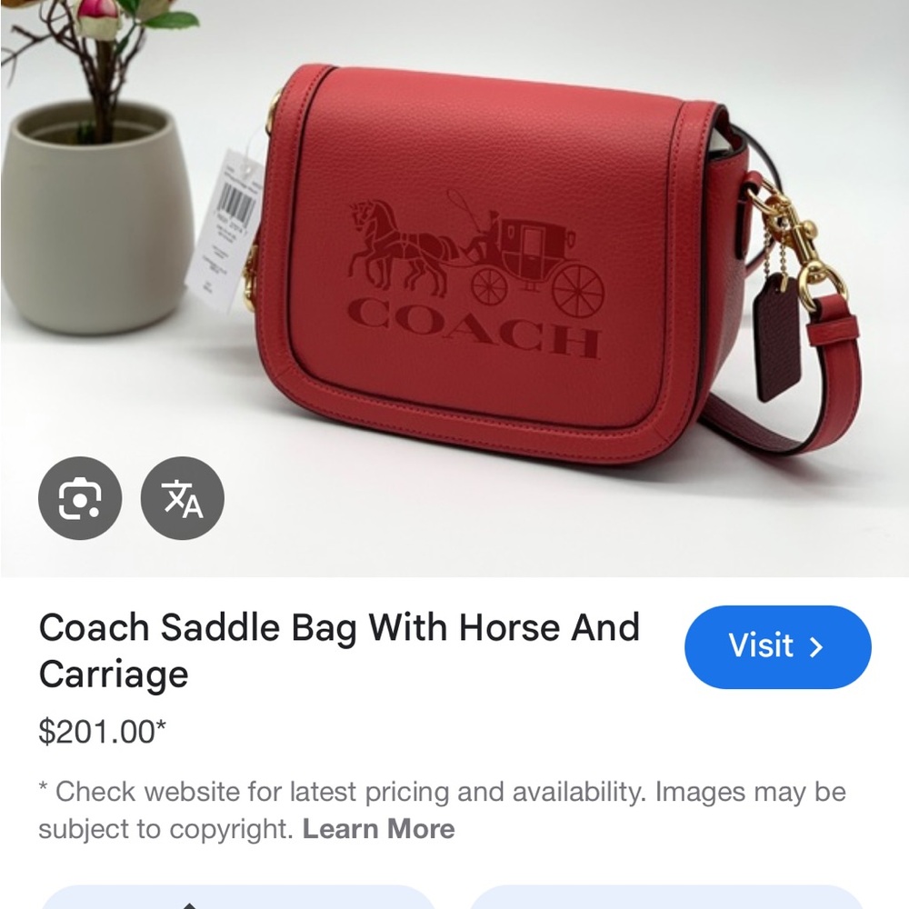Coach Red Saddle Bag with Horse and Carriage
